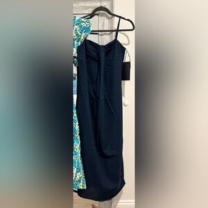 Navy Linen Front Pleated Zoe Dress